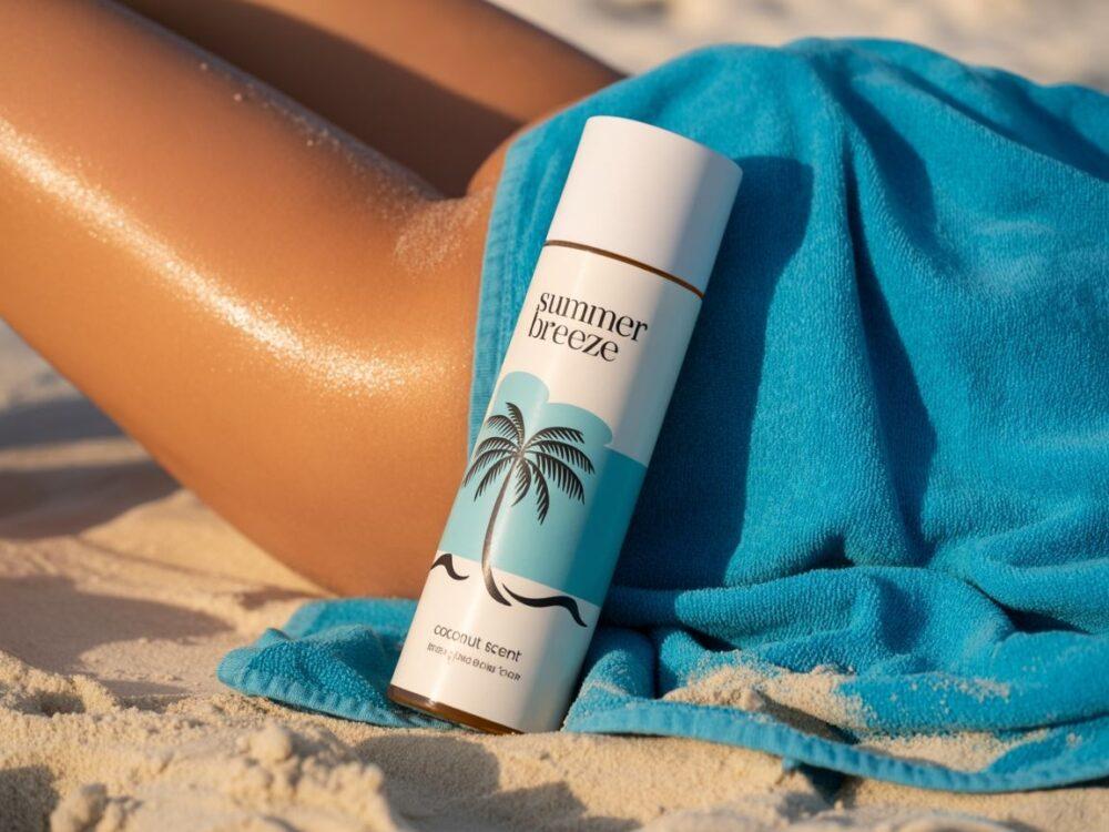 butelki z olejkiem na plaży