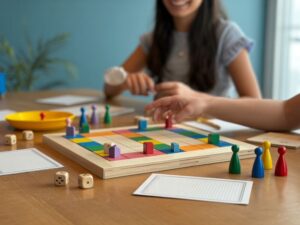 dzieci grające w grę planszową