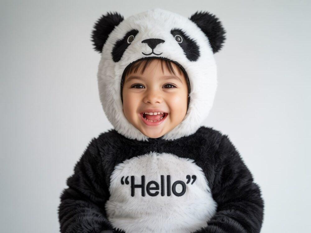 dziecko przebrane za pandę