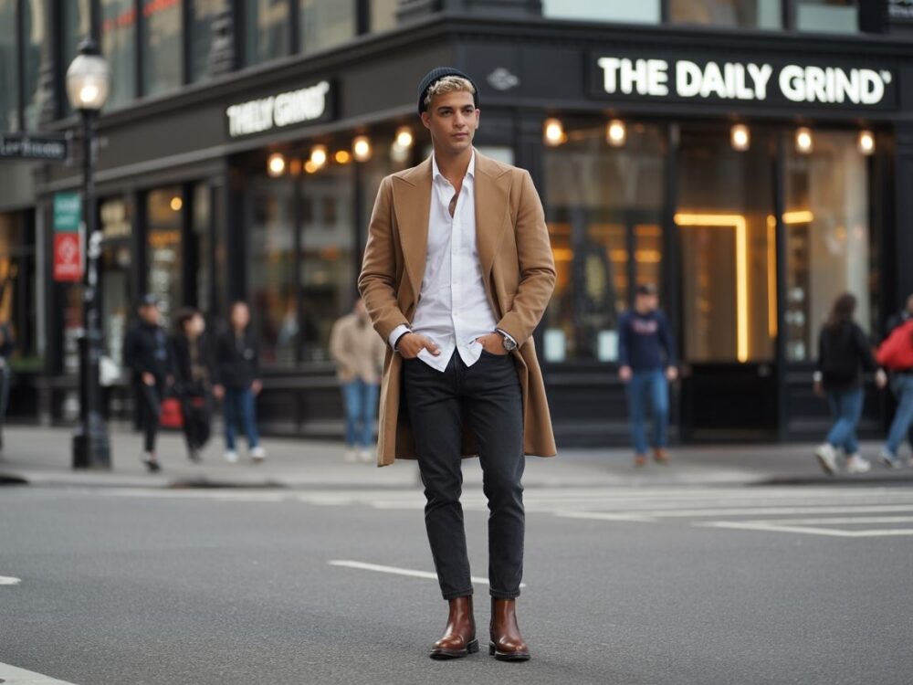 męskie swetry i kurtki