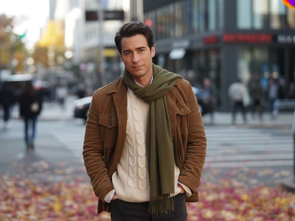 mężczyzna w szaliku