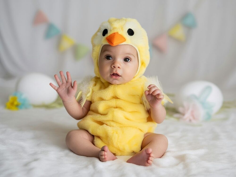 niemowlę w stroju kurczaczka