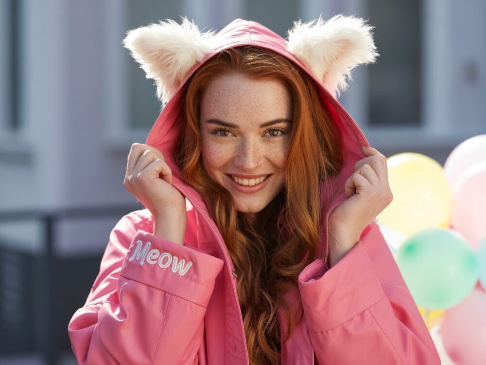 płaszczyk dziewczęcy z uszami