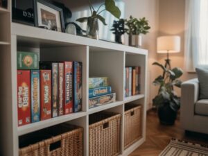 półka z grami planszowymi