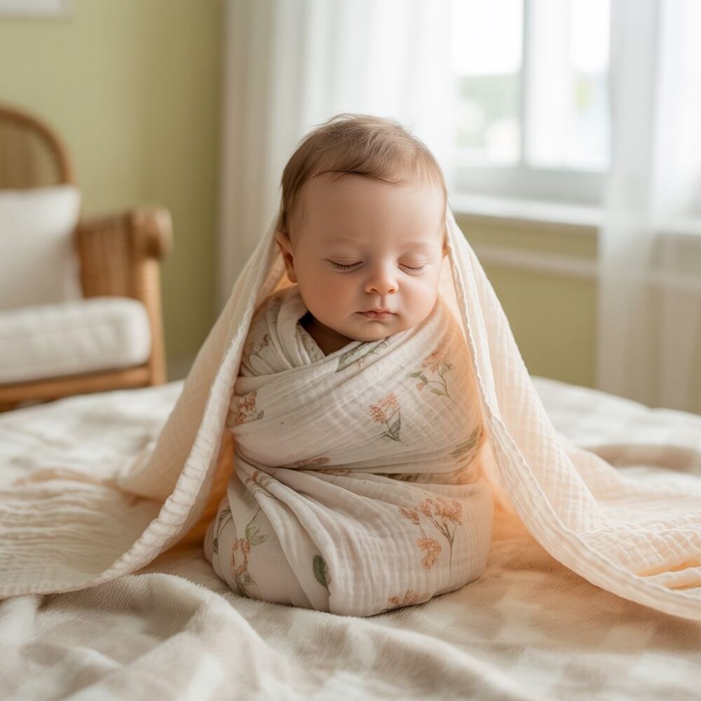 rożek na białym kocyku