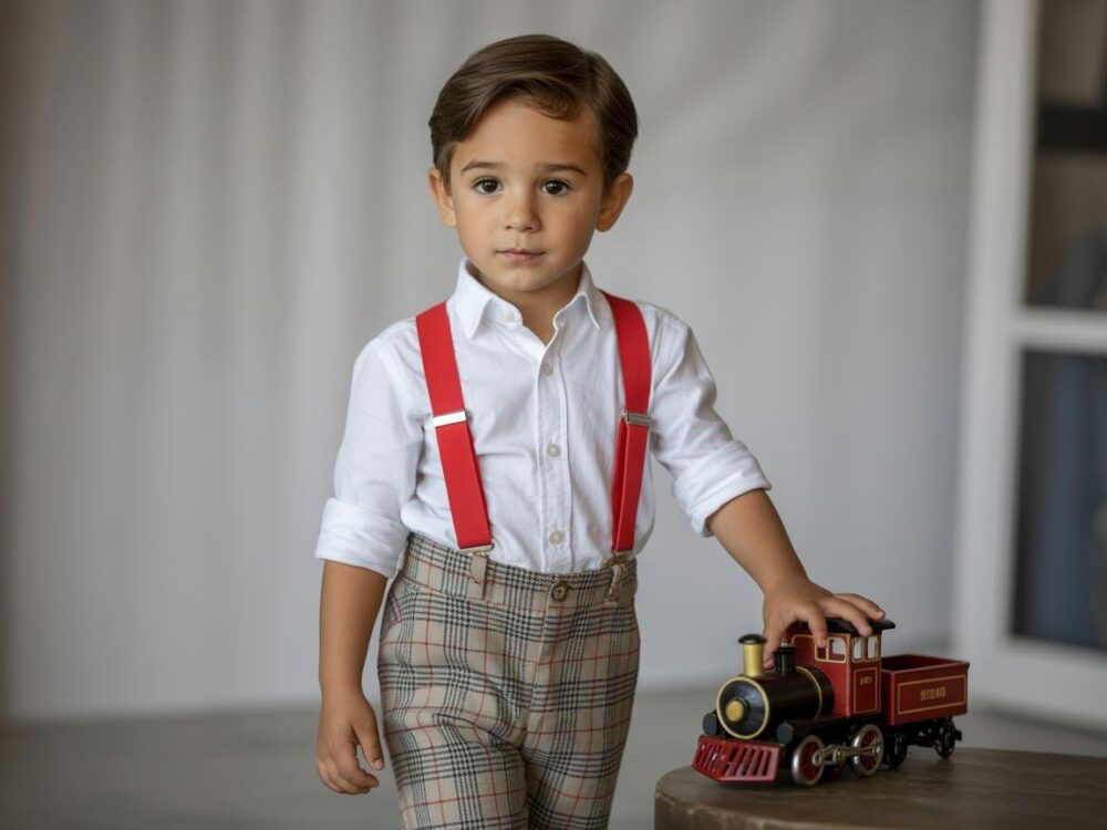 ubranie w kratę dla chłopca